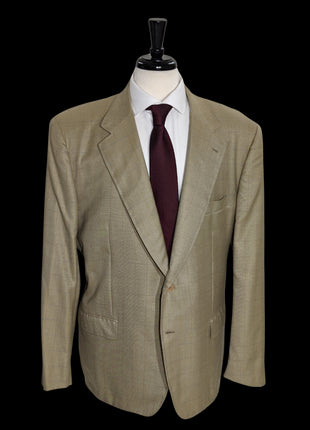 Sartoria Partenopea Men’s Green Windowpane 100% Cashmere Sportcoat 50R