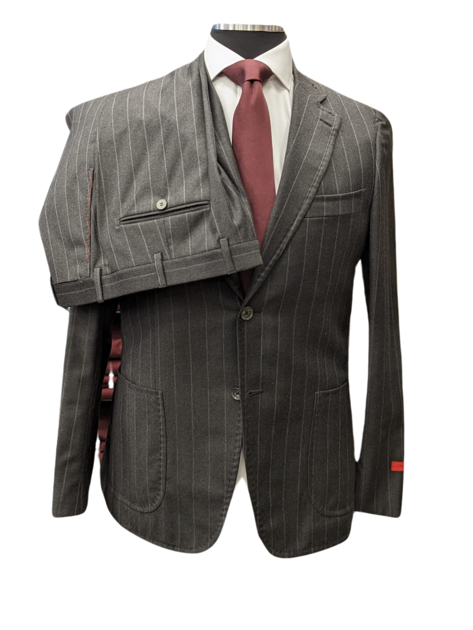 Isaia Mens Charcoal Gray Pinstriped 40S 100% Super 130s Wool