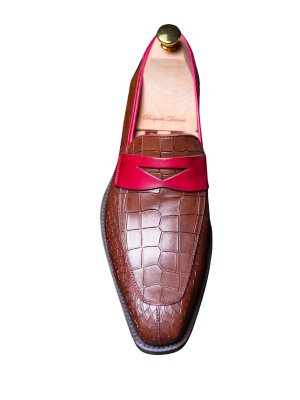 Mezlan Mens Cognac & Burgundy Leather Slip On Loafer Dress Shoes