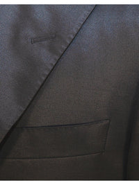 Thumbnail for Canali Mens 40R Drop 6 Solid Black Classic Fit Wool Blend 2 Piece Suit With Silk Lining