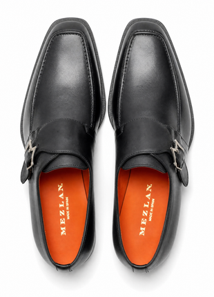 Mezlan Grey & Black Two-Tone Leather Monk Strap Dress Shoes