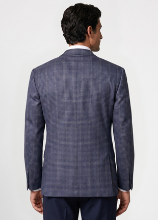 Canali Steel Blue Glen Check Modern Fit Notch Lapel Wool 2 Button Sport Coat 50R