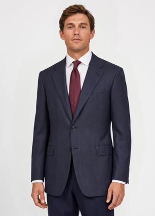 Canali Travel Dark Navy Fine Textured Weave Classic Fit Notch Lapel 2-Button Wool Sport Coat 48R