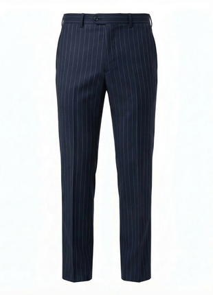 Tovaglia Mens Blue Pinstriped Classic Fit Peak Lapel Double Breasted Wool Suit