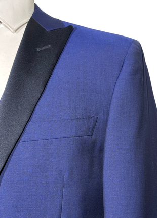 Canali Royal Blue Tuxedo Slim Fit Satin Peak Lapel 3-Piece Suit - 44R - The Suit Depot