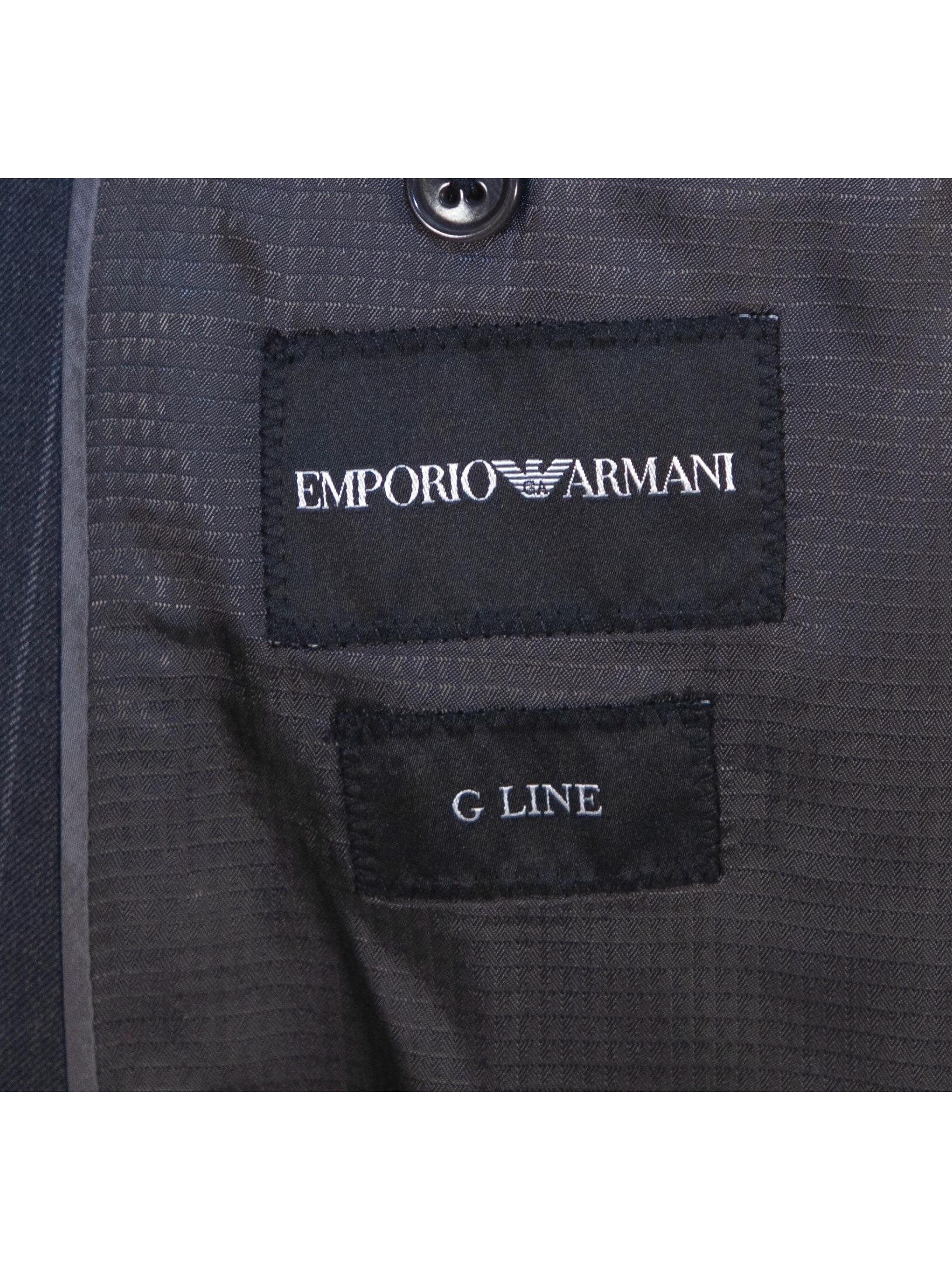 Emporio Armani G Line 44L Mens Charcoal Striped 100% Wool Slim Fit