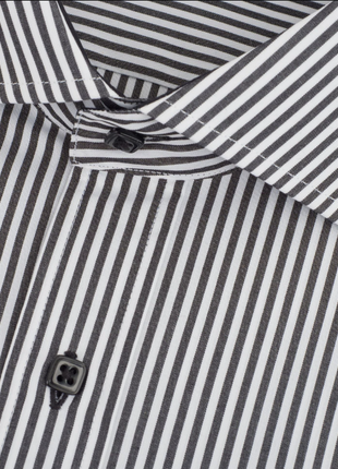 Steven Land Black Stripe Cutaway Collar Barrel Cuff Cotton Dress Shirt