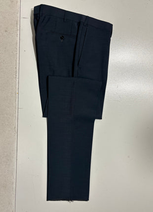 Ermenegildo Zegna Trofeo Mens Blue Textured Peak Lapel Slim Fit 2-Button Wool Mohair Suit - 40L