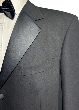 Pal Zileri Mens Solid Black Satin Notch Lapel Classic Fit 3-Button Wool Tuxedo - 44R
