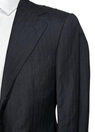 Sartoria Partenopea Mens Black Pinstripe Notch Lapel Classic Fit 3-button Wool Linen Suit - 32R