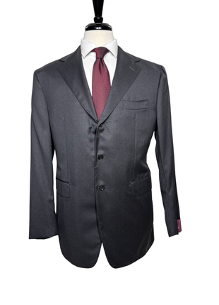 Sartoria Partenopea Mens Solid Charcoal Notch Lapel Slim Fit 3-button Wool Suit - 44R