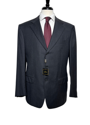 Sartoria Partenopea Mens Charcoal Textured Notch Lapel Classic Fit 3-button Wool Suit - 44R