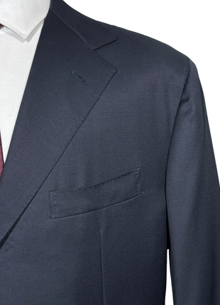 Sartoria Partenopea Mens Solid Navy Notch Lapel Slim Fit 3-button Wool Suit - 44R