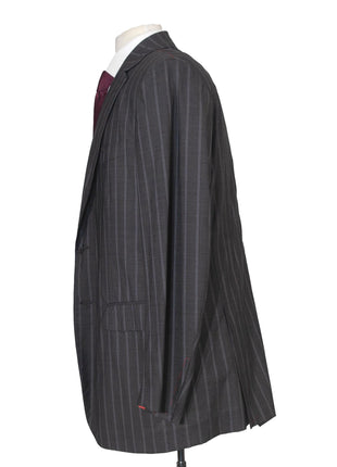Isaia Mens 46L Drop 8 Gray Striped 150s Wool Silk Blend Slim Fit 2 Piece Suit