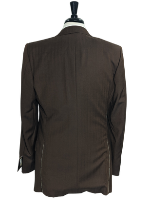Sartoria Partenopea Men's Brown Herringbone 100% Wool Sportcoat 40L