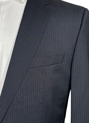 Hugo Boss Black Pinstriped Slim Fit Notch Lapel 2-Button Suit 40L - The Suit Depot