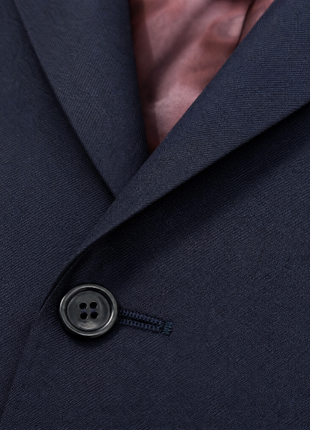 Mazara Mens Solid Navy Slim Fit Peak Lapel Wool Cashmere Blend 2-Button Suit