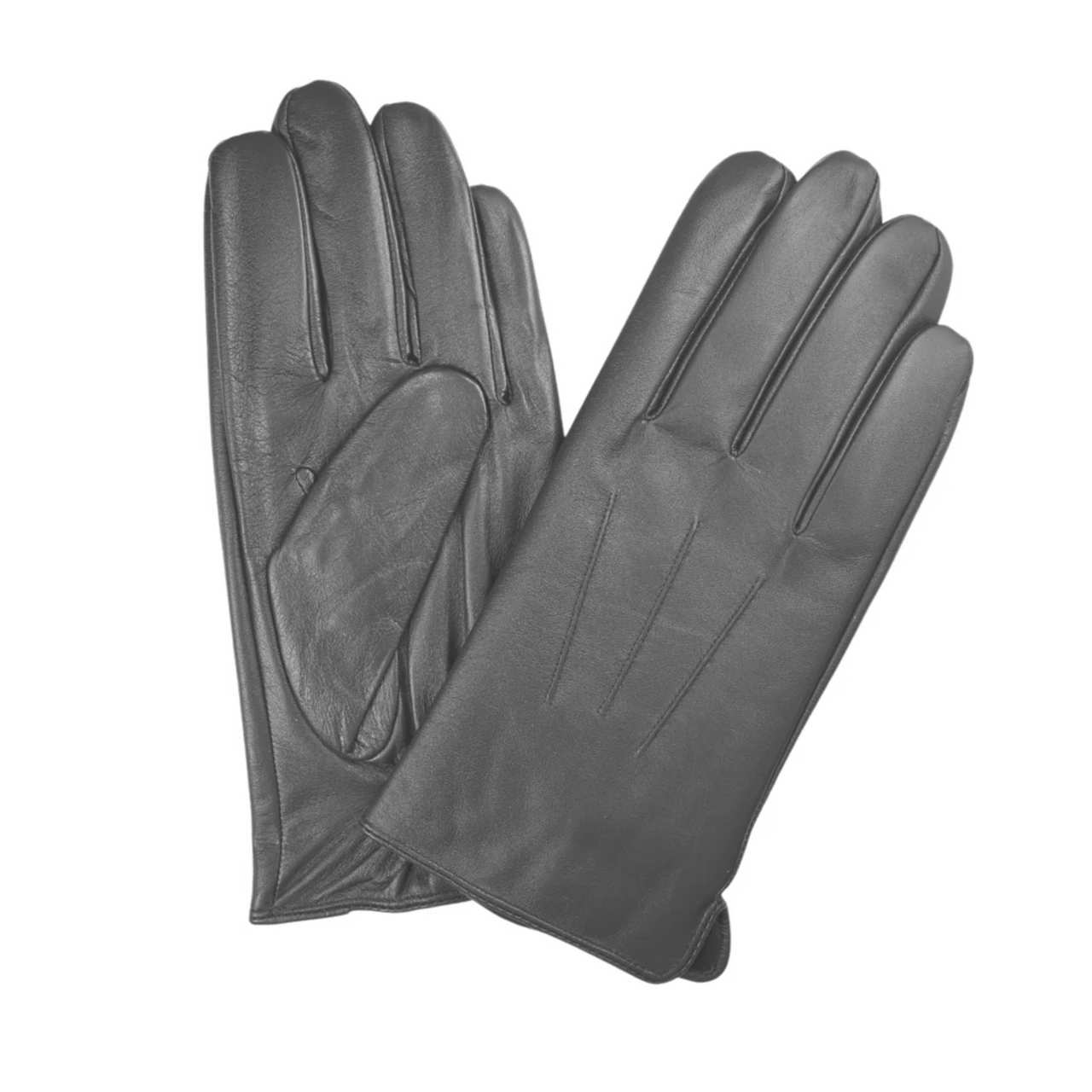 Ariston Mens Solid Gray Touch Screen Genuine Leather Gloves