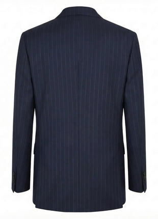 Tovaglia Mens Blue Pinstriped Classic Fit Peak Lapel Double Breasted Wool Suit