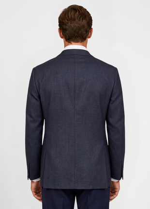 Canali Travel Dark Navy Fine Textured Weave Classic Fit Notch Lapel 2-Button Wool Sport Coat 48R