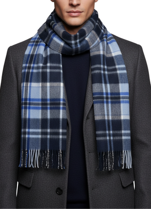 Tovaglia Mens Plaid Cashmere Fringe Scarf