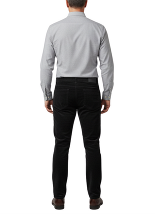 Label E Black Regular Fit Cotton Stretch Five-pocket Corduroy Pants
