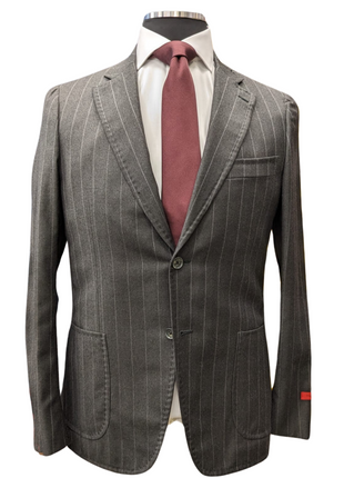 Isaia Mens Charcoal Gray Pinstriped 40S 100% Super 130s Wool 2 Piece Suit