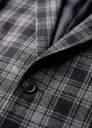Luigi Bianchi Mantova Charcoal Gray with Black Plaid Classic Fit Wool 2-Button Sport Coat 42R