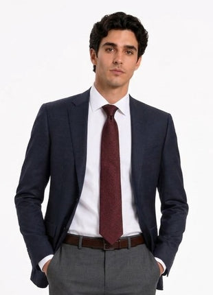 Sartoria Mazara Mens Navy Blue Weave Slim Fit 100% Wool Blazer Sportcoat