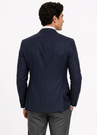Sartoria Mazara Mens Navy Blue Weave Slim Fit 100% Wool Blazer Sportcoat