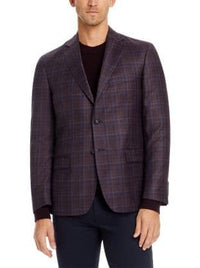 Thumbnail for Mens Purple Plaid 100% Reda Wool Two Button Blazer Sportcoat