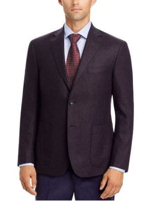 Mens Burgundy & Navy Check 100% Wool Half Lined Blazer Sportcoat