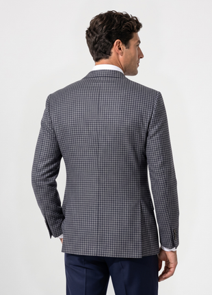 Canali Medium Gray Micro Check Modern Fit Notch Lapel Wool 2-Button Sport Coat 42R
