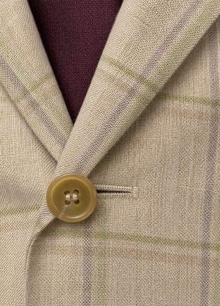 Ermenegildo Zegna Tan & Lime Windowpane Classic Fit Wool Linen Notch Lapel 3-Button Sport Coat 40R