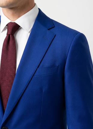 Raphael Mens Solid French Blue Slim Fit Peak Lapel 2-Button Suit