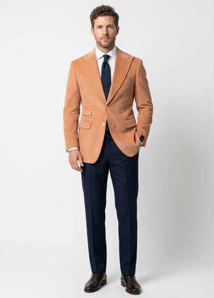 Sartoria Partenopea Men’s Peach Corduroy Peak Lapels Sportcoat 44R
