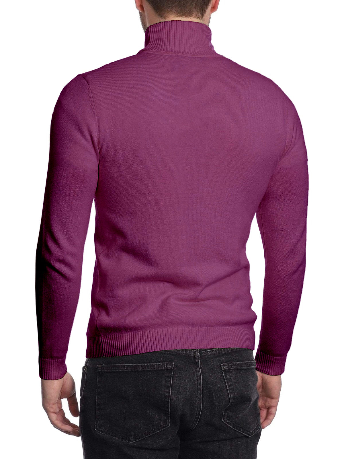 Arthur Black Men&#39;s Solid Purple Pullover Cotton Blend Turtleneck Sweater Shirt