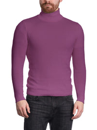 Thumbnail for Arthur Black Men's Solid Purple Pullover Cotton Blend Turtleneck Sweater Shirt