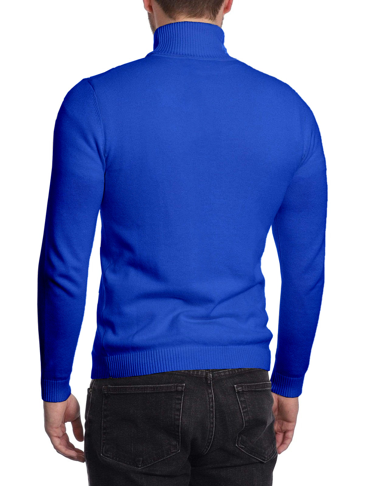 Arthur Black Men&#39;s Solid Royal Blue Pullover Cotton Blend Turtleneck Sweater