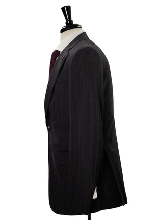 Isaia Mens Drop 8 Charcoal Pinstripe Wool Slim Fit 2-Button Suit - 38R