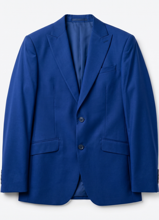 Raphael Mens Solid French Blue Slim Fit Peak Lapel 2-Button Suit