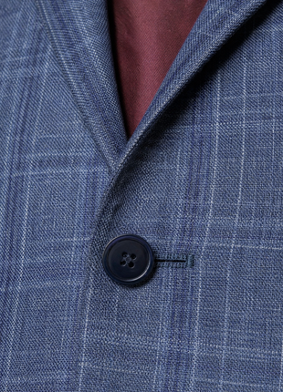Lauren Ralph Lauren Steel Blue Windowpane Crosshatch Classic Fit 2-Button Stretch Wool Silk Sport Coat 42L