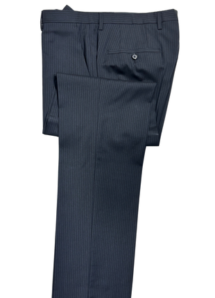 Hugo Boss Black Pinstriped Slim Fit Notch Lapel 2-Button Suit 40L - The Suit Depot