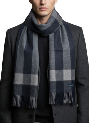 Tovaglia Mens Plaid Cashmere Fringe Scarf