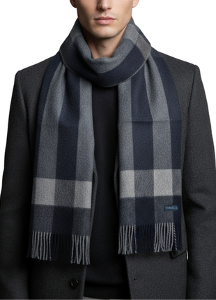 Tovaglia Mens Plaid Cashmere Fringe Scarf