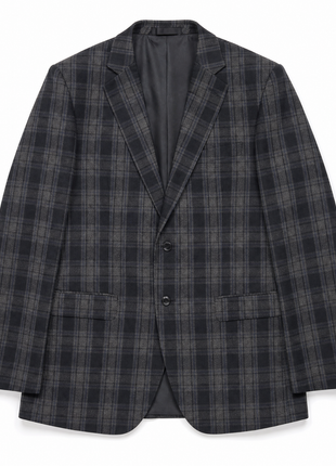 Luigi Bianchi Mantova Charcoal Gray with Black Plaid Classic Fit Wool 2-Button Sport Coat 42R