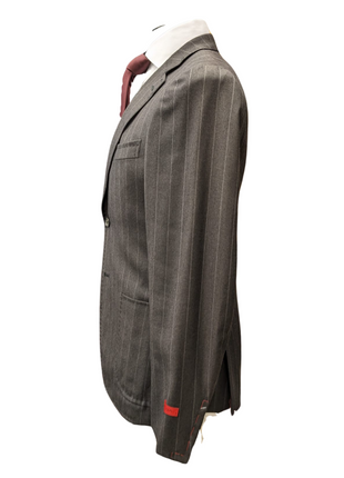 Isaia Mens Charcoal Gray Pinstriped 40S 100% Super 130s Wool 2 Piece Suit