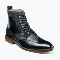 Thumbnail for Stacy Adams Mens Finnegan Black Wingtip Lace-up Leather Dress Boot