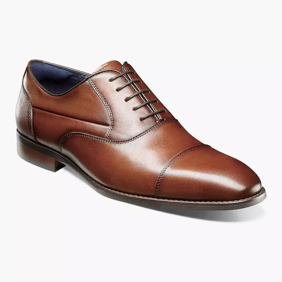 Stacy Adams Kallum Mens Cognac Brown Lace-up Oxford Leather Dress Shoes