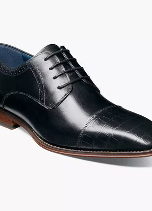 Stacy Adams Penley Men's Black Leather Cap Toe Oxford Dress Shoes